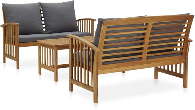 Patio Lounge Set with Cushions,Outdoor Patio Furniture,Outdoor Chat Conversation Set,Garden Furniture Sets,for Patio,Backyard,Garden,3 Piece Solid Acacia Wood
