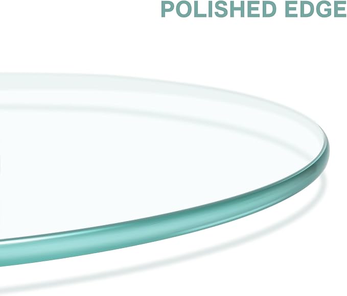 24" Round Glass Table Top, 3/10"(8mm) Inch Thick Tempered Pencil Edge Polish Glass Protector Replacement Suitable for Dining Table, Coffee Table, Office Table, Side Table