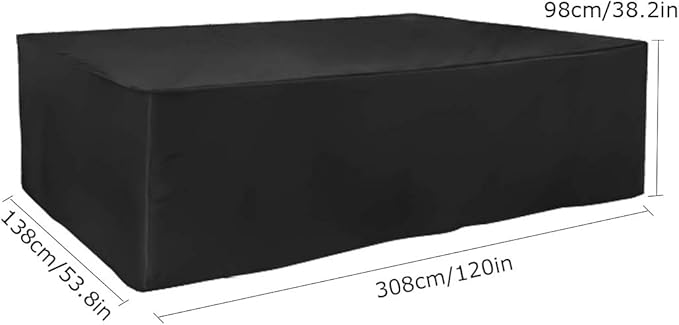 FLR 120x54x38inches Patio Table Cover Veranda Rectanguler Black Waterproof Outdoor Dinner Protector Dust-Proof Table Desk Cover Furniture Covers with Storage Bags for Garden Outdoor Indoor Furniture