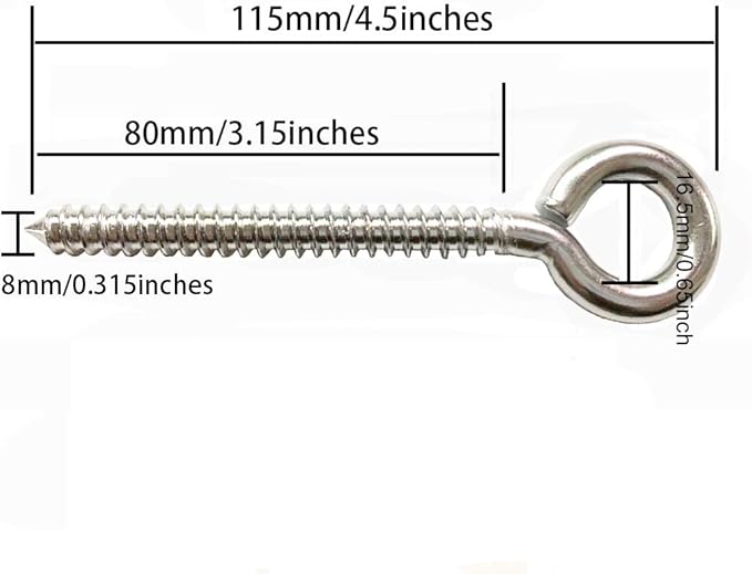 Swing Hooks, 4Pack M8 Heavy Duty Large Swing Hooks Hammock Hanging Kit Eye Screws 1200LB Capacity Swing Hardware for Yoga Hammock Swing Chair Indoor Outdoor