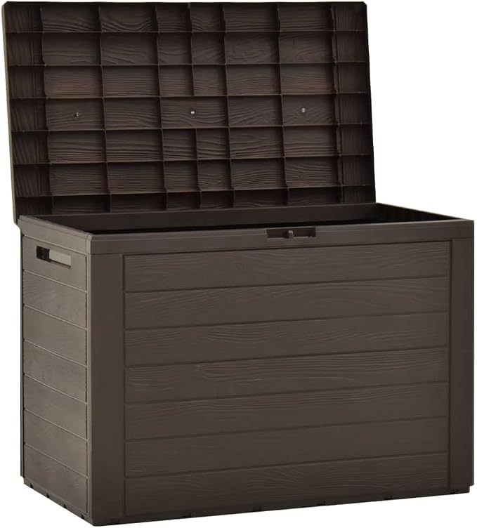 Storage Box Outdoor Waterproof Patio Furniture, Container for Garden, Backyard, Boxes, Brown Polypropylene - 30.7 x 17.3 x 21.7 in