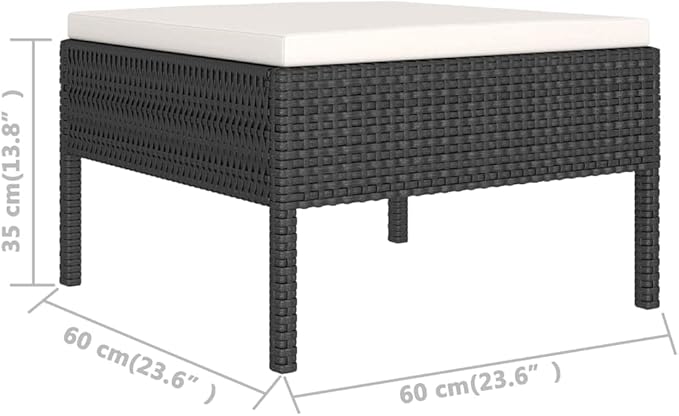6 Piece Patio Lounge Set with Cushions,Patio Sofa,Outdoor Daybed,Patio Seating,Outdoor Furniture Sets,Patio Conversation Sets,Modern Set,Outdoor Patio Chairs,Patio Furniture Set, Poly Rattan Black