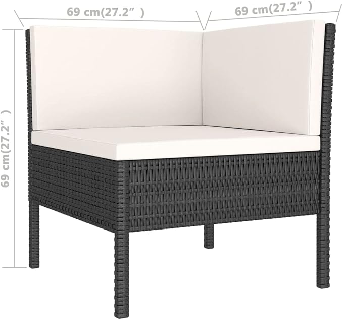Patio Lounge Set with Cushions,Patio Furniture Sets,Patio Conversation Sets,Outdoor Furniture Sets,for Garden,Backyard,Outdoor,6 Piece Poly Rattan Black