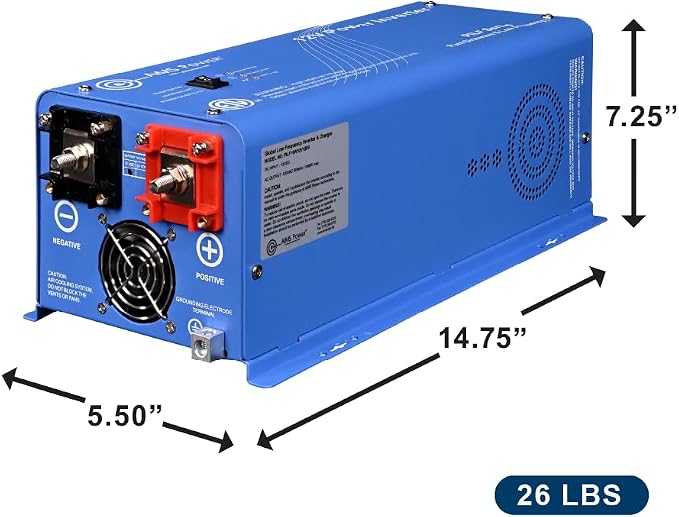 AIMS 1000 Watt 12V Low Frequency Pure Sine Inverter 3000W Surge ETL