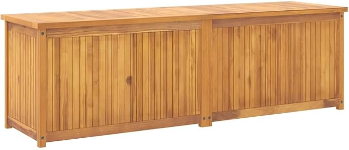 Solid Teak Wood Garden Box with Natural Finish, 68.9 x 19.7 x 21.7 Inch Outdoor Storage Box for Patio, Balcony, and Garden Organization