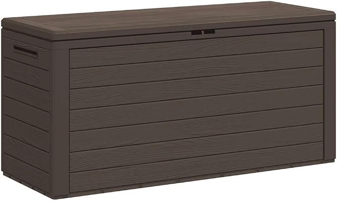 Outdoor Storage Box 76 Gallon Weather Resistant Deck Box for Patio Garden Furniture Cushions Tools, Brown Polypropylene Deck Storage Container 45.7 x 17.3 x 21.7 Inches