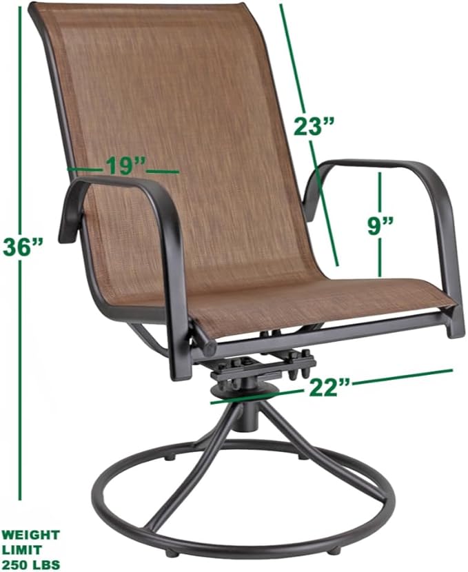 Garden Elements Sienna Collection 40" Table and Four Swivel Rocker Chairs Patio Dining Set, Brown (5-Piece Set)