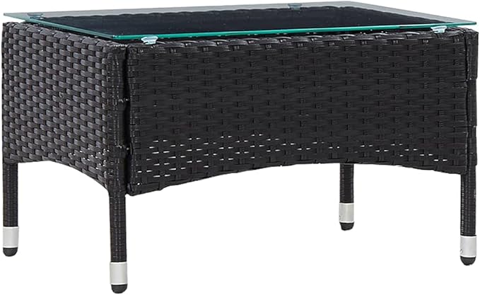 Patio Lounge Set with Cushions,Outdoor Tables and Chairs,Outdoor Furniture Sets,Patio Conversation Sets,for Garden,Deck,Backyard,4 Piece Poly Rattan Black