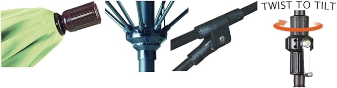 California Umbrella 11' Round Crank Lift, Collar Tilt, Aluminum Pole, Fiberglass Rib Patio Umbrella, Black Finish