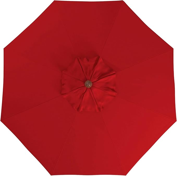 California Umbrella 9' Premium Commercial Hardwood Patio Umbrella, Manual Lift With Pacifica Red Fabric