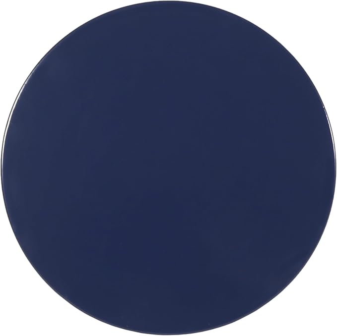Benzara Kemo Outdoor End Table Set of 2, Round Top, Cutout Design, Navy Blue