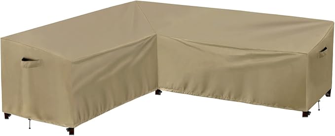 PureFit Outdoor Sectional Sofa Cover Waterproof L Shaped Patio Furniture Covers for Deck, Lawn and Backyard, 83”x104” Left Facing, Camel