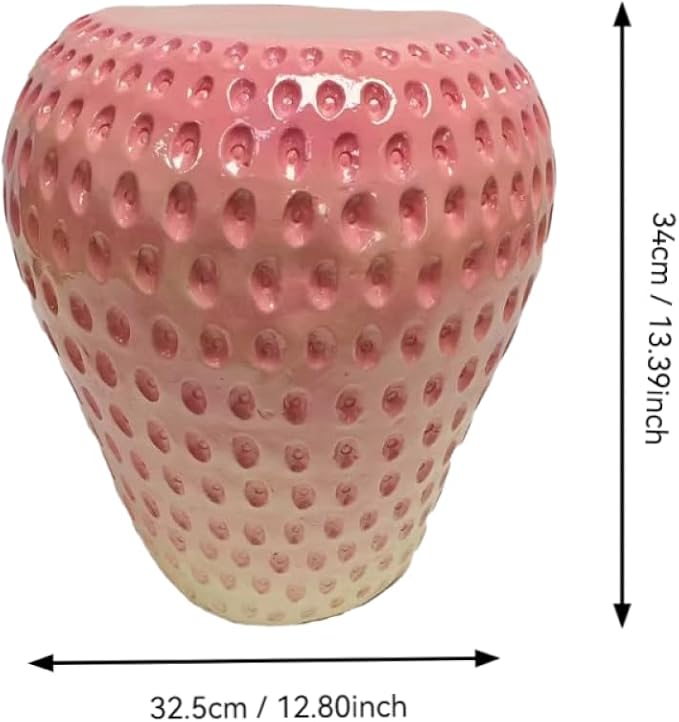 Garden Side Table, Outdoor Plant Stand,Tropical Art Deco Resin Decorative Furniture, 13.4 Inch Multi-Purpose Novelty Ornament for Patio Poolside Indoor Outdoor Home Garden Decor (Pink)
