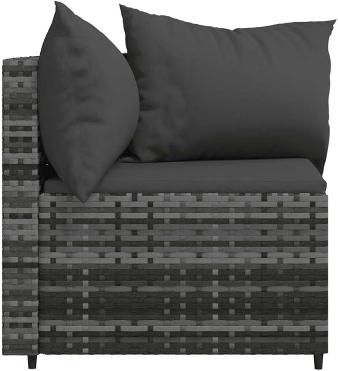 Outdoor Corner Sofa Set Grey 24.8 x 9.8 x 22.6 in, PE Rattan Patio Couch with Washable Cushions, Powder-Coated Frame, Seats 2 on Balcony or Small Deck for Garden and Terrace
