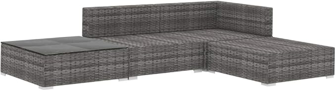 Patio Lounge Set with Cushions,Outdoor Furniture,Outdoor Furniture Sets,Patio Conversation Sets,for Garden,Deck,Backyard,4 Piece Poly Rattan Gray