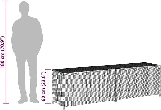 Extra Large Outdoor Storage Deck Box, 78.7 Inch Weather-Resistant Poly Rattan Garden Container for Patio, Backyard, Poolside, and Garage, Grey
