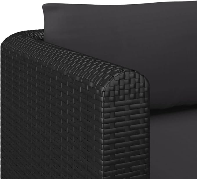 Patio Furniture Set,Outdoor Sectional Furniture Set,Outdoor Dining Set Sectional Sofa Patio Conversation Set,4 Piece Patio Sofa Set with Cushions Poly Rattan Black