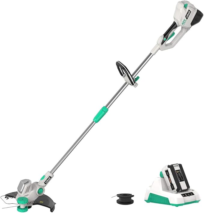 Litheli 40V Cordless String Trimmer, 13" Battery Powered Grass Trimmer & Wheeled Edger, Automatic Line Feed, 2.0Ah Battery and Charger, for Grass Trimming/Edging