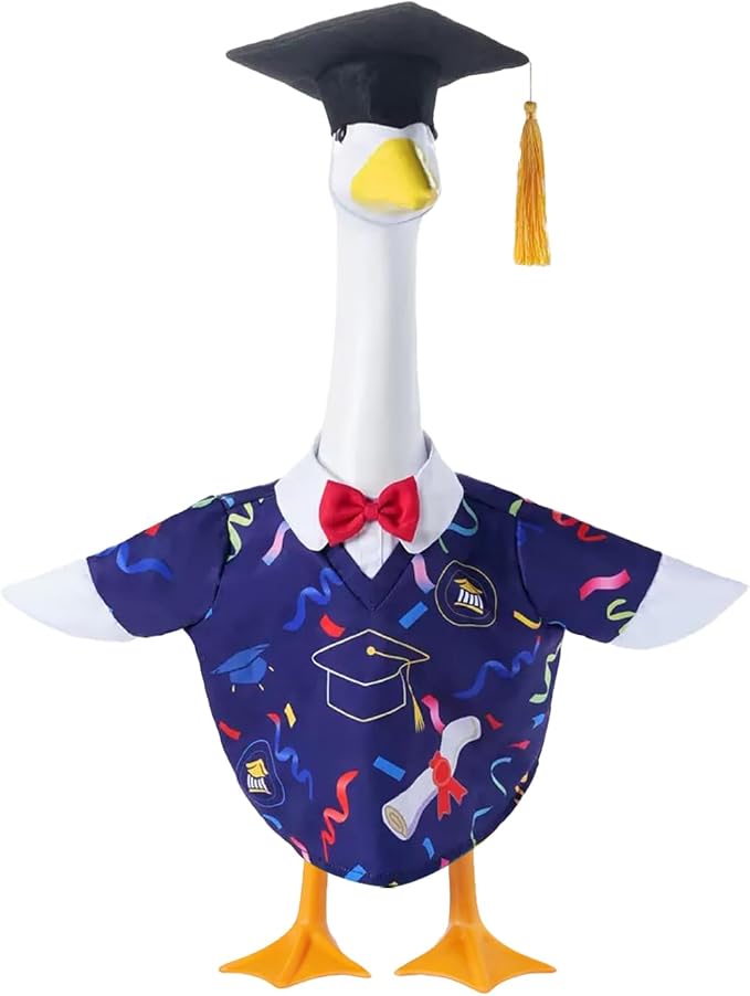 Back to School Pouch Goose Outfit Sculpture (Blue)