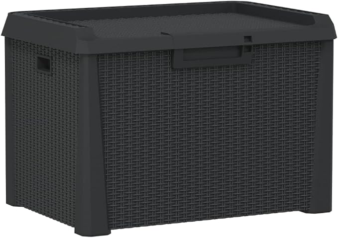 Hydraulic Lift Garden Storage Box with Rattan Finish for Outdoor Organization, Multi Purpose Patio Storage Container Solution for Cushions and Tools