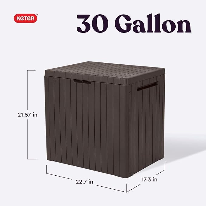 free-space 30 Gallon Resin Outdoor Storage Box, Waterproof Weatherproof Deck Box, Multi-Purpose Patio Organizer for Cushions, Tools & Outdoor Accessories