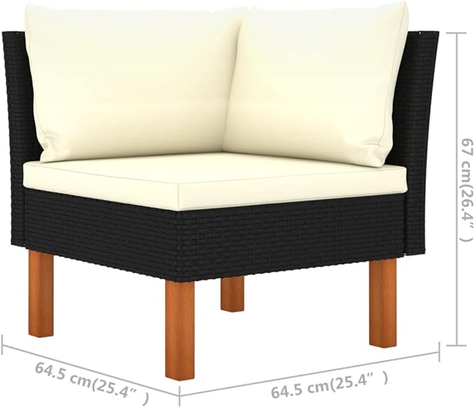 Patio Lounge Set,Patio Furniture Sets,Patio Conversation Sets,Outdoor Furniture Sets,for Garden,Backyard,Outdoor,6 Piece Poly Rattan and Eucalyptus Wood Black