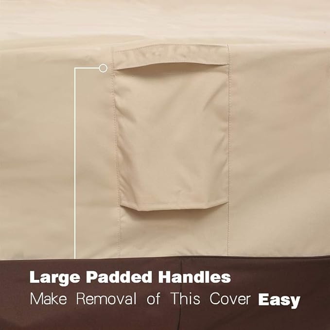 Vailge Rectangular/Oval Patio Table Cover, Heavy Duty and Waterproof Outdoor Lawn Patio Furniture Covers (Beige&brown, 25"Lx25"Wx18"H)