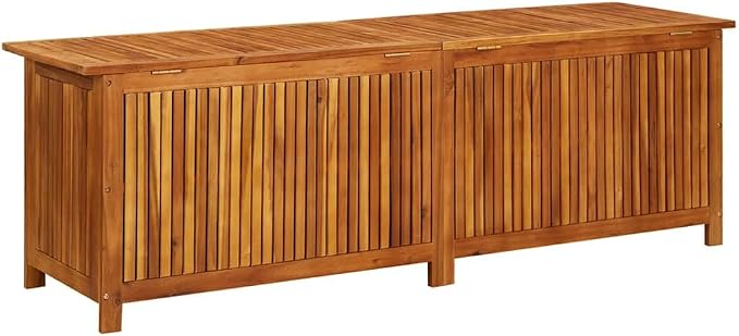 Wooden Patio Storage Box 68.9"x19.7"x22.8" Solid Acacia Wood with Waterproof Bag Inside for Garden Furniture Cushions, Toys, and Tools