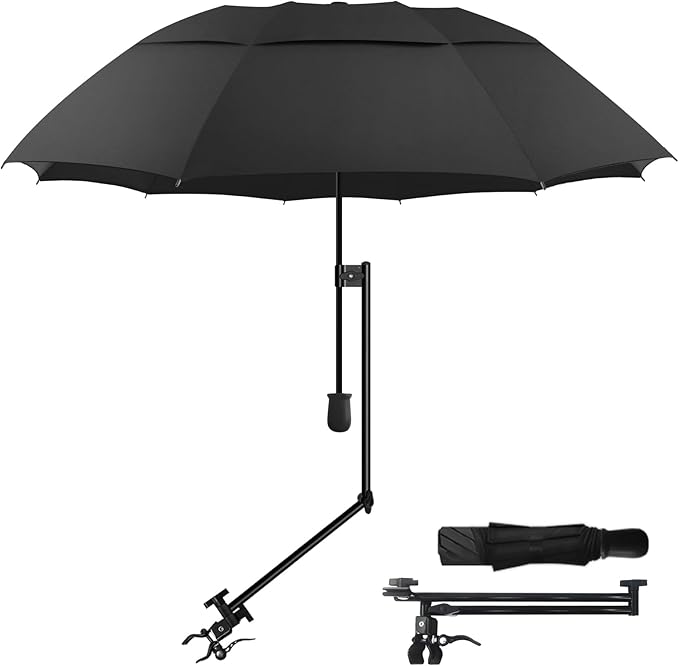Patio Umbrellas UPF 50+ 360 ° Adjustable Shade Umbrella,Beach Umbrella with Universal Clamp,Beach Clamp on Umbrella,suitable for Patio,beach chairs,golf carts, wheelchairs,carts,bleachers,camping and fishing