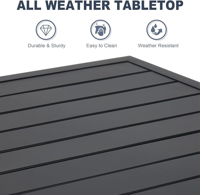 Anmutig 7-Piece Outdoor Dining Set, 6 Swivel Patio Chairs & 60''Rectangular Dining Table with All Weather Frame Furniture Set - Navy Style2