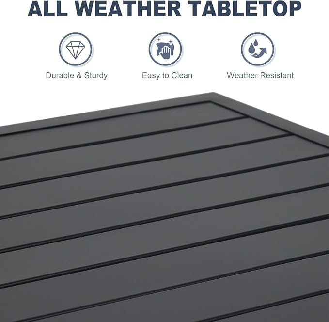 Anmutig 7-Piece Outdoor Dining Set, 6 Swivel Patio Chairs & 60''Rectangular Dining Table with All Weather Frame Furniture Set - Navy Style2