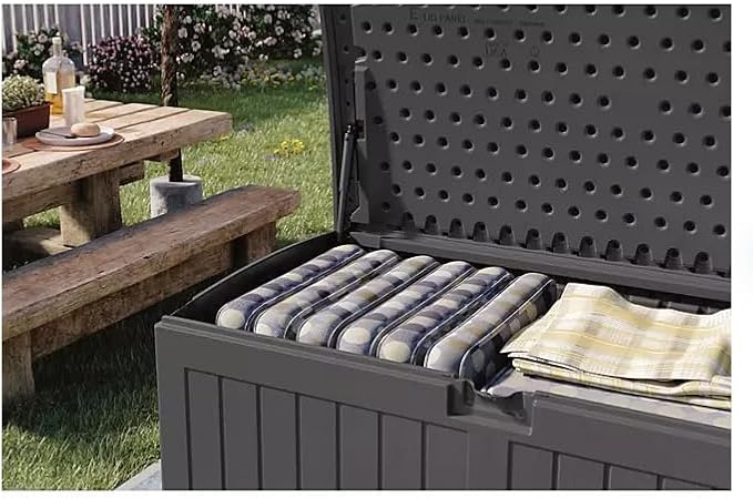 200 Gallon Outdoor Storage Deck Box, Weather-Resistant, Extra Large Deck Box, Modern Desigh making it a great addition to your patio or garden./Gray. (Gray, 2 Pack)
