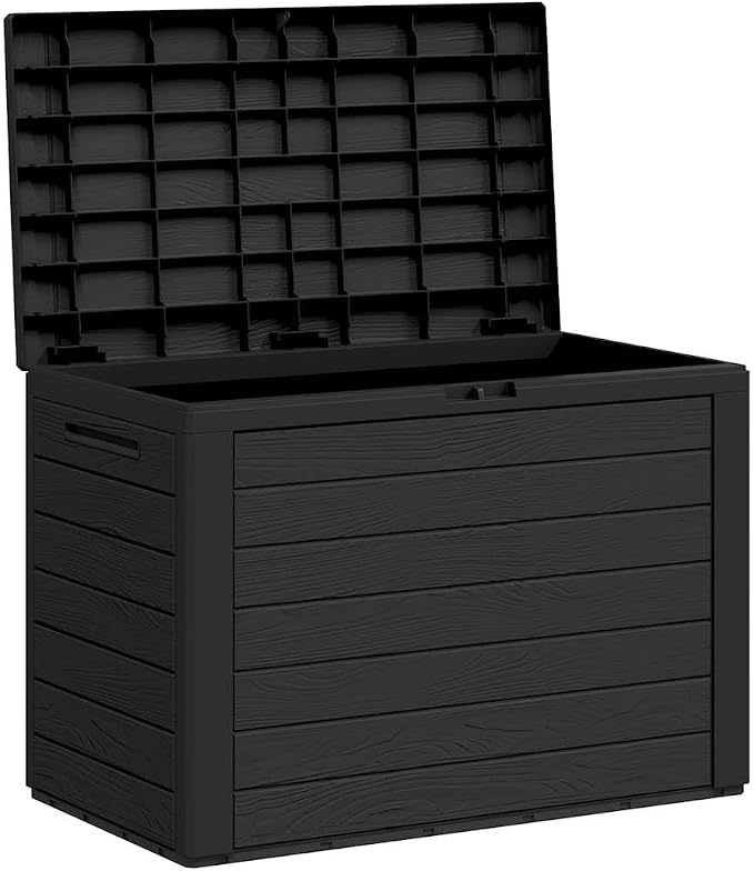 Large Outdoor Storage Box Anthracite Polypropylene Rectangular Patio Storage Box for Organizing Cushions Tools and Gear