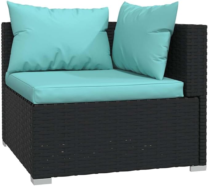 5 Piece Patio Lounge Set with Cushions, Sectional Sofa Outdoor Sofa Sets Porch Furniture Set Patio Conversation Set for Poolside Negotiation Area Garden Exhibition Poly Rattan Black