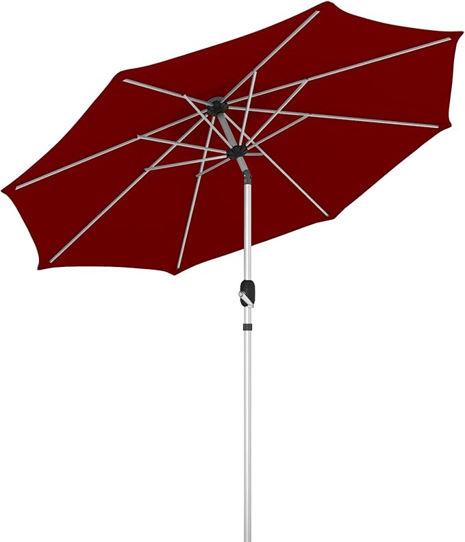 10FT Aluminum Outdoor Patio Umbrella, Fade-Resistant Market Umbrella with Push Button Tilt Function, 8 Sturdy All-Aluminum Ribs for Gardens, Patios, Backyards & Pools