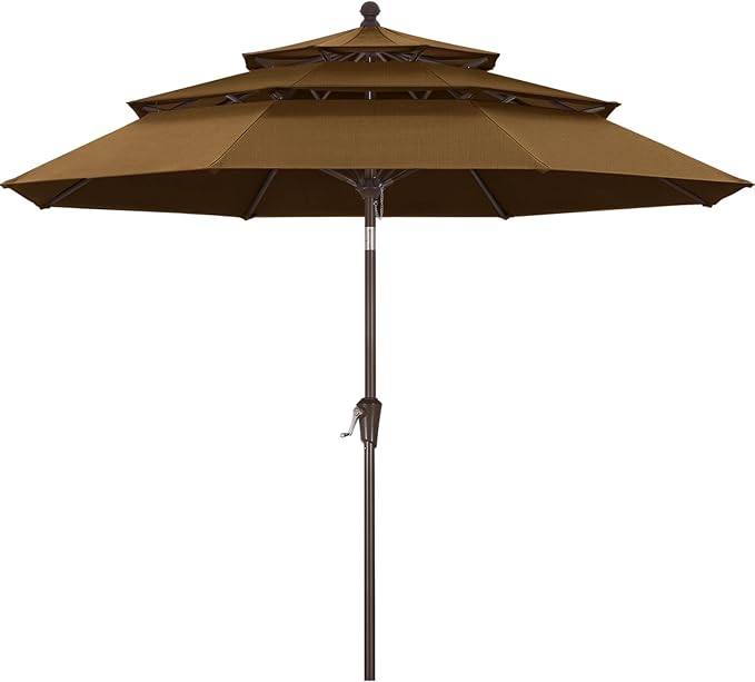 ABCCANOPY 5-Year 10-Year No Fading 9FT 3 Tiers Patio Umbrella, Outdoor Table Umbrella with 8 Sturdy Ribs for Deck, Backyard, Garden, Yard