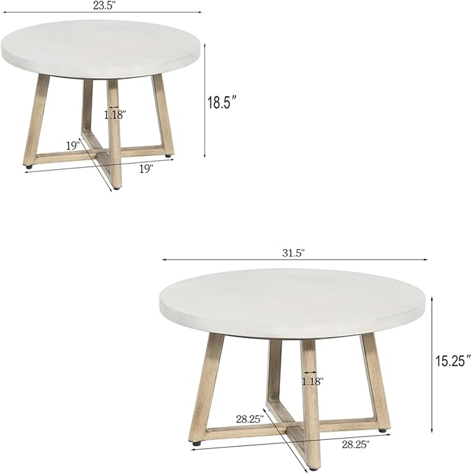 Ulax furniture Outdoor Concrete Coffee Table, Patio Side Table for Indoor/Outdoor