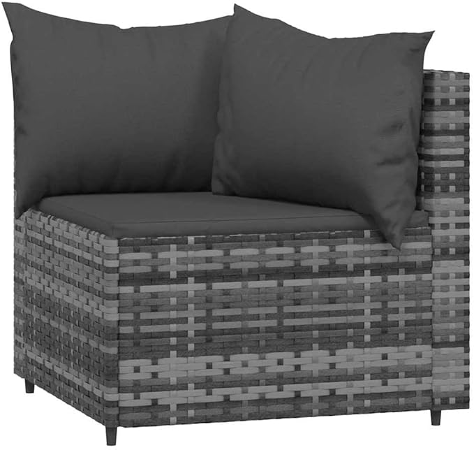 Outdoor Corner Sofa Set Grey 24.8 x 9.8 x 22.6 in, PE Rattan Patio Couch with Washable Cushions, Powder-Coated Frame, Seats 2 on Balcony or Small Deck for Garden and Terrace