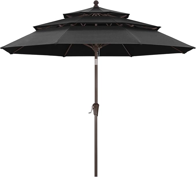 ABCCANOPY 5-Year 10-Year No Fading 9FT 3 Tiers Patio Umbrella, Outdoor Table Umbrella with 8 Sturdy Ribs for Deck, Backyard, Garden, Yard