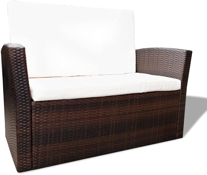 Patio Lounge Set with Cushions,Outdoor Patio Furniture,Conversation Furniture,Patio Furniture Sets,for Terrace,Garden,Backyard,4 Piece Poly Rattan Brown