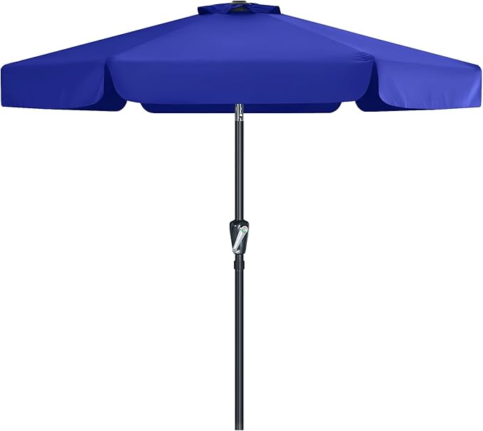 MASTERCANOPY 7.5ft Patio Umbrella with Valance, Crank and Tilt – 6 Ribs Outdoor Market Umbrella, UV/Fade Resistant, Waterproof Canopy with Wind Vent for Garden, Deck, Backyard, Pool (Blue)