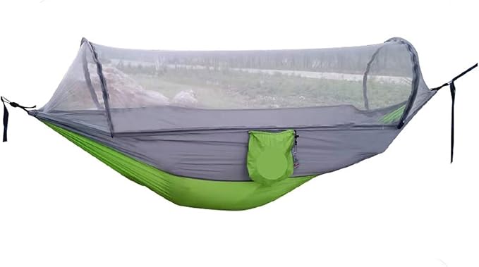 Hammocks, Automatic Quick-Opening Mosquito Net Hammock Outdoor Camping Pole Swing,for Outside(Green)