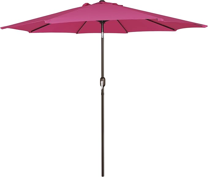 Blissun 9' Outdoor Patio Umbrella, Outdoor Table Umbrella, Yard Umbrella, Market Umbrella with 8 Sturdy Ribs, Push Button Tilt and Crank