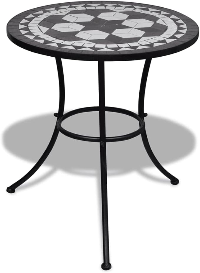 Bistro Set,Patio Lounge Set,Outdoor Patio Furniture,Outdoor Chat Conversation Set,Garden Furniture Sets,for Patio,Backyard,Garden,Outdoor,3 Piece Ceramic Tile Black and White