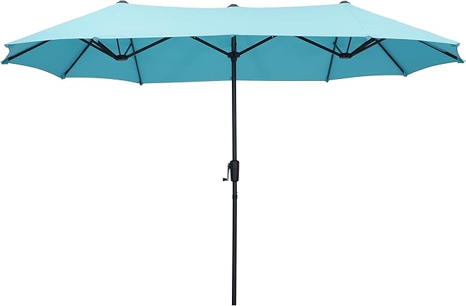13Ft Large Patio Umbrella Outdoor Double-Sided Market Umbrella w/Easy Crank for Yard, Poolside, Deck, Blue