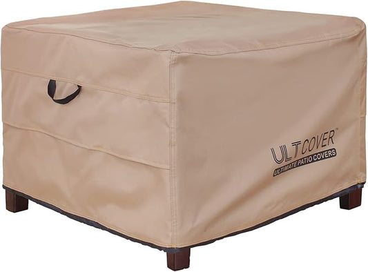 ULTCOVER Waterproof Patio Ottoman Cover Square Outdoor Side Table Furniture Covers Size 32L x 32W x 20H inch