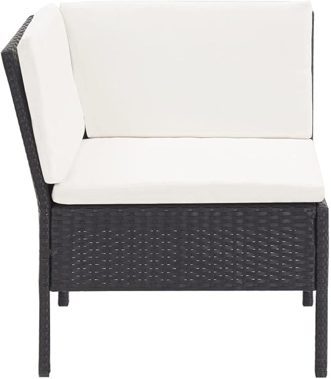 Patio Lounge Set with Cushions,Outdoor Furniture,Outdoor Furniture Sets,Patio Conversation Sets,for Garden,Deck,Backyard,6 Piece Poly Rattan Black