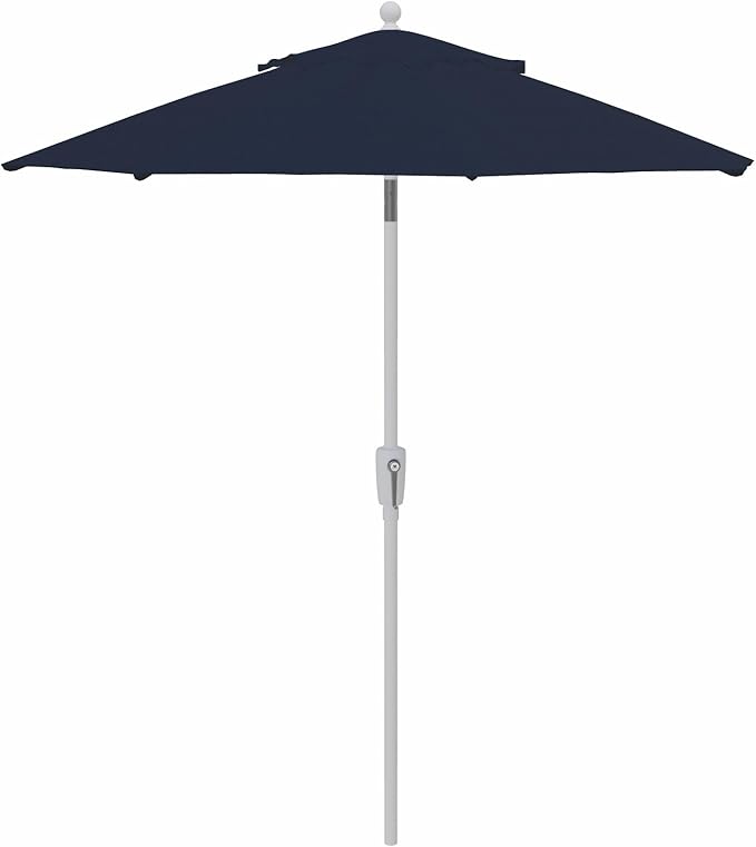 Treasure Garden 7.5ft Patio Umbrella – Outdoor Market Umbrella – Push Button Tilt – White Aluminum Frame (Sunbrella, Spectrum Indigo)