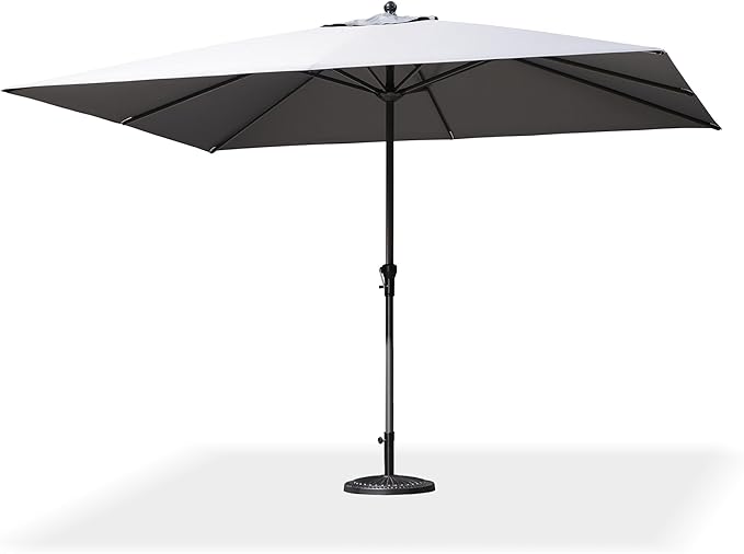 PURPLE LEAF 12' x 9' Patio Market Umbrella Outdoor Table Sun Umbrellas with Crank 8 Aluminum Sturdy Ribs for Pool Deck Backyard Beach Light Gray