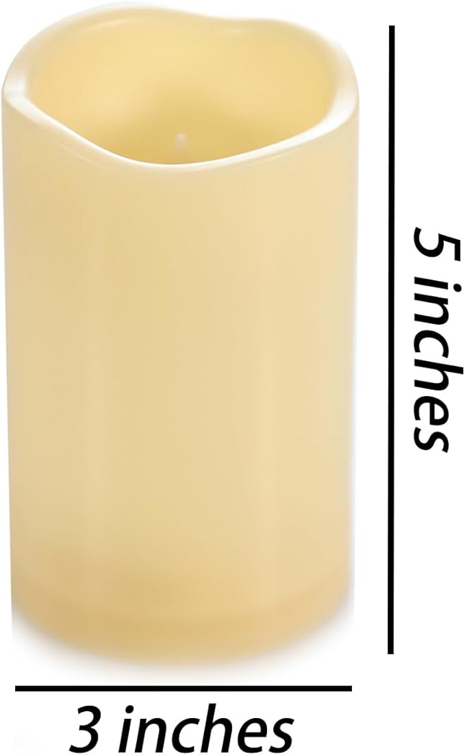 2 Pack 5'' Outdoor Battery Operated Candles with Timer Flameless LED Flickering Candles Waterproof Electric Pillar Decorative Candle for Wedding Party Home Lantern Garden